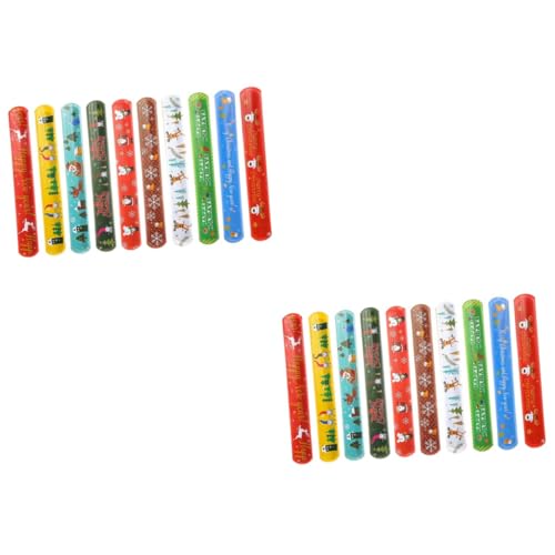 GALPADA 60 Stck. Teiliges Weihnachts Slap Armband Farbenfrohe Verstellbare Handgelenksbänder Flexible Kinderparty Accessoires Zufällige Muster Langlebig und Wiederverwendbar als Mitgebsel von GALPADA