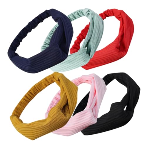 GALPADA Schweißband Kopf 6er Set Yoga Stirnbänder Für Damen Atmungsaktive Schweißbänder Dekorative Haarbänder Dunkelblau Hellrosa Und Ideal Für Sport Und Freizeit Kopfband Damen von GALPADA