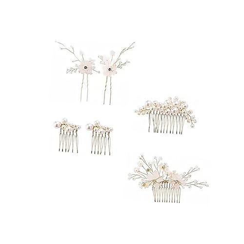 GALPADA 6Stücke Teiliges Haarkämme mit Perlen und Blumen Hochzeitskopfschmuck für Damen Brautschmuck für Besondere Anlässe Handgefertigte Kopfbedeckungen von GALPADA