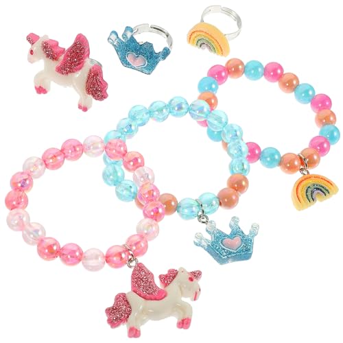 GALPADA 6St DIY Armband für Kinder Einhorn Armband für Mädchen Kinderarmband für Mädchen freundschaftsarmbänder Ringe Kinderschmuck Perlenarmband für Mädchen Karikatur Handgelenkskette von GALPADA