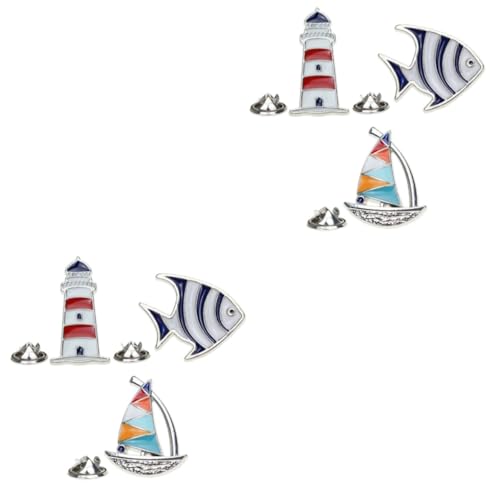 GALPADA 6stücke Teiliges Anstecknadeln Stil Karikatur Tropische Fische Segelboot Und Leuchtturm Legierung Brosche Für Damen Für Hochzeiten Partys Und Alltag von GALPADA