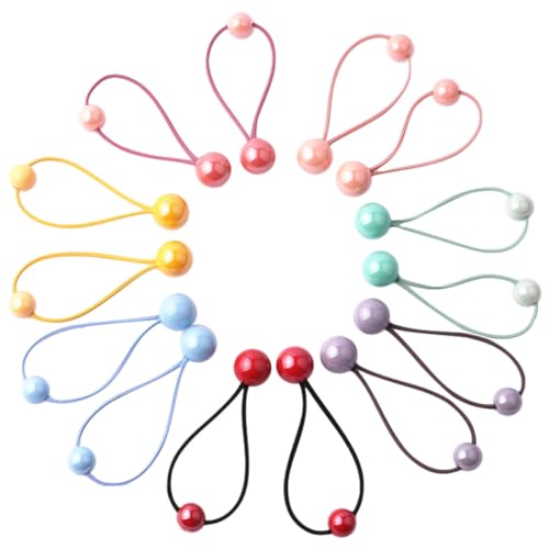 GALPADA 7 Paare Bunte Elastische Haargummis mit Kugeln für Mädchen Weiche Hautfreundliche Ponytail halter Sichere Kinderhaarbänder für Alltag Geburtstag Weihnachten Vielseitiger von GALPADA