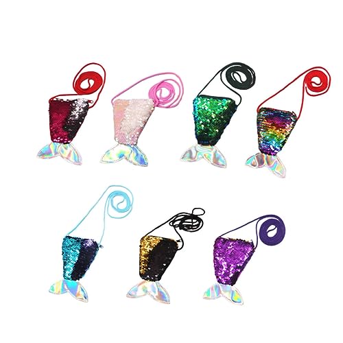 GALPADA 7stücke Teiliges Mädchen Umhängetasche Im Meerjungfrauenstil Mit Bunten Pailletten Kreative Geldbörse Und Einkaufstasche Für Junge Mädchen Für Schule Und Freizeit von GALPADA