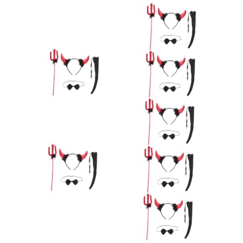 GALPADA 7sätze Teufelshörner Haarreif Set Mit Trident Für Halloween Cosplay Teiliges Kostümzubehör Für Themenpartys Und Karneval Elastisch Und Leicht Für Stylisches Auftreten von GALPADA