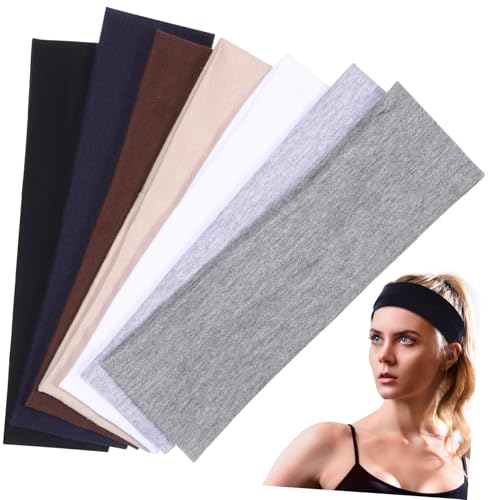 GALPADA 7 Stück Elastisches Yoga Stirnband Farben Schweißableitend Atmungsaktiv Sport Haarband Damen Herren Für Fitness Laufen Workout Yoga von GALPADA