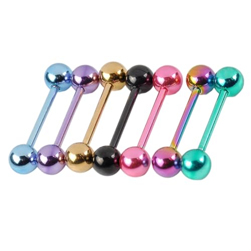 GALPADA 7 Stück Teiliges Edelstahl Zungenpiercing Gerade Doppelkopf Langhanteln Rostfrei Hautfreundlich Langlebiger Körperschmuck für Damen und Herren als zu Valentinstag und Geburtstag von GALPADA