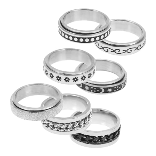 GALPADA 7 Stück Teiliges Titanstahl Fidget Ring Drehbare Punk Ringe gegen Sorgen Rostfrei Modisches Schmuckset für Damen und Herren Stresslindernde Fingerringe GALPADA 7 Stück Teiliges Titanstahl Fidget Ring Drehbare Punk Ringe gegen Sorgen Rostfrei Modisches Schmuckset für Damen und Herren Stresslindernde Fingerringe von GALPADA