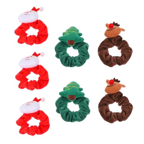 GALPADA 7 Stück Teiliges Weihnachts Haargummi Weiche Langlebige Haarbänder mit Festlichem Rentier und Weihnachtsmann Modischer Haarschmuck für Damen und Mädchen Komfortabel und Stylisch von GALPADA