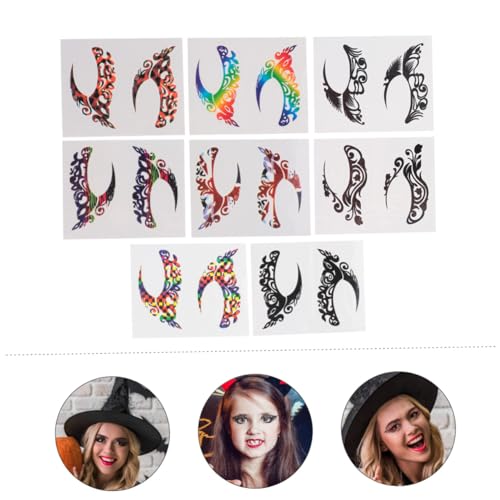 GALPADA 8 Paare Temporäre Augen Make Up Tattoos Aufkleber Lidschatten und Eyeliner Sticker Gesichtsdekoration Wasserfest Haltbar Einer Woche Glänzend für Erwachsene von GALPADA