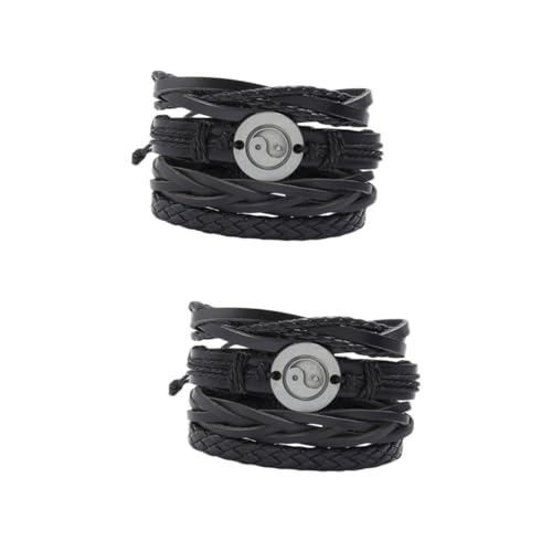 GALPADA 8 Stk handgewebtes Armband Party-Schmuck-Geschenk Leder mehrschichtiger Armreif bracelet set lederarmband Armbänder herren armband Handbuch einstellen Kombination Perlen Mann von GALPADA