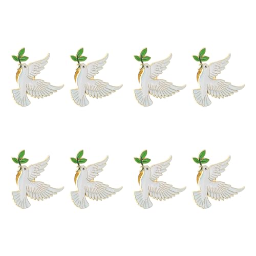 GALPADA 8 Stück Friedenstauben Zweige Anstecknadel Friedenstauben Brosche Für Damen Jacke Hut Rucksack Dekoration Kleid Anzug Pin Zubehör Weiß von GALPADA