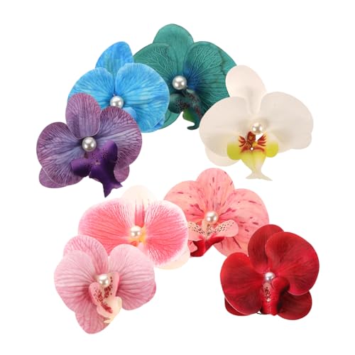 GALPADA 8 Stück Künstliche Orchideen Haarclips Teiliges Hawaii Set Rutschfeste Blumen Haarspangen Farbige Haarschmuck Accessoires für Frauen und Mädchen Geeignet für Strand Party Hochzeit von GALPADA