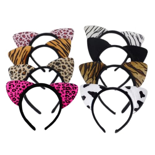 GALPADA 8 Stück Teiliges Katzenohren Haarreif Leichter nicht Verblassender Stoff Niedliches Tierohren Design Party dekoration für Mädchen und Karneval Auffälliges Accessoire für Lustige von GALPADA