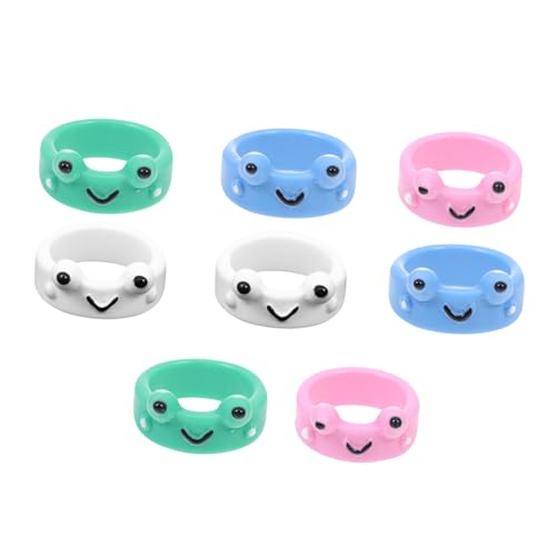 GALPADA 8 Stück Teiliges Niedliche Frosch Fingerringe Damen Resin Schmuck Modisch Stapelbar Vielseitig für Alltag Party Geschenk von GALPADA