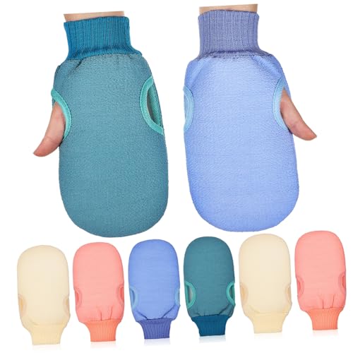 GALPADA 8 Stück Teiliges Peeling Handschuhe Körperpeeling Peelinghandschuh mit Elastischem Tiefenreinigend Wiederverwendbar mit Daumenloch Komfortable Massage für Damen und Herren von GALPADA