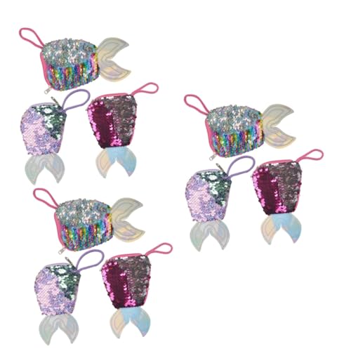 GALPADA 9stücke Geldbörse Mit Meerjungfrau Design Glitzernde Pailletten Praktischer Schlüsselanhänger Für Kleine Und Meerjungfrau-Partys von GALPADA