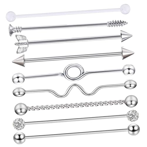 GALPADA 9 Stück Teiliges Edelstahl Ohrstecker mit Schrauben Barbell Design Langlebiger Piercing Schmuck für Damen und Herren Kreative Helix Ohrlöcher Verzierungen Hautfreundlich von GALPADA