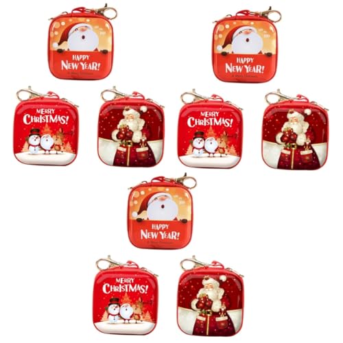 GALPADA 9 Stück Weihnachts Partygeschenke Weihnachts Schlüsseltasche Weihnachts Mini Geldbörse Weihnachts Wechseltasche Quadratische Geldbörse Feiertags Goodie Bags Quadratische von GALPADA
