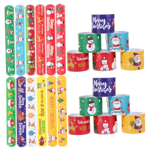 GALPADA 96 Stück Teiliges Weihnachts-slap-armband PVC Handgelenkbänder Festliche Weihnachtsarmreifen Großpackung für Gruppen Weihnachtsfeier Geschenkidee von GALPADA