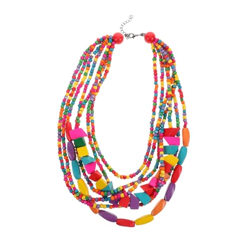 GALPADA Afrikanische Boho-halskette Für Damen Bunten Holzperlen Langlebige Auffällige Beaded Choker Für Ethnische Outfits Und Besondere Anlässe Für Reisen Und Alltag von GALPADA