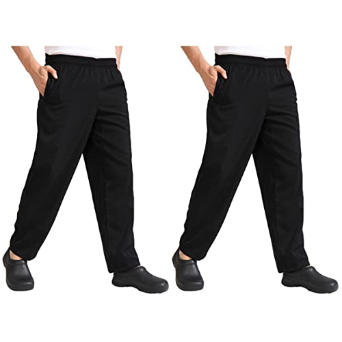 GALPADA Arbeitskleidung 2Pcspair Atmungsaktiv - Eine Hose Vent Chef's for L Scrubs Chef von Black Men Workwear Cool Pants Material Size Chefs Baggy Men- Cargohosen von GALPADA