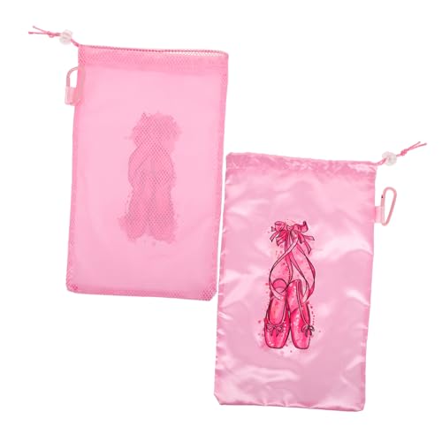 GALPADA Ballettschuhtaschen 2er-Pack Belüftete Aufbewahrungstaschen Aus Netzstoff Für Frauen Jungen Und Mädchen Tanz-Tragetasche Kordelzugverschluss – Kratzfest Für Tanzkurse Und Reisen von GALPADA