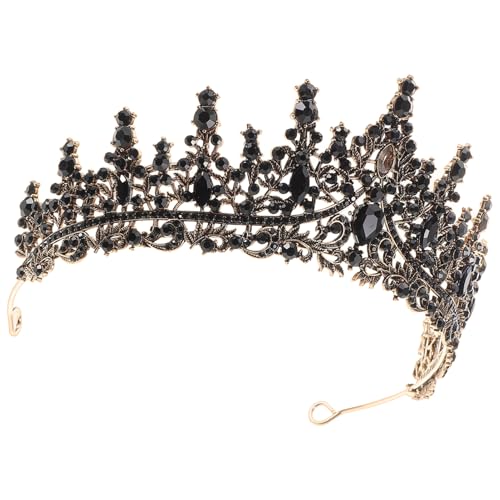 GALPADA Barock Schwarze Hochzeit Krone mit Strasssteinen Vintage Braut Tiara Haarschmuck Elegantes Geburtstags Festkrone Accessoire für Damen Foto Requisit und Event Schmuck von GALPADA
