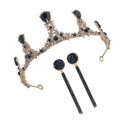 GALPADA Barock Set Vintage Haarschmuck Hochzeit Glänzende Tiara und Ohrringe Elegantes Kopfschmuck Accessoire für Braut und Brautjungfern von GALPADA
