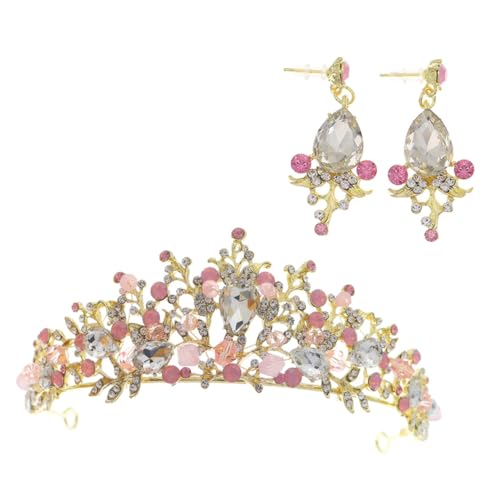 GALPADA Barock Strass Tiara und Ohrringe Set Goldfarbene Schmuck für Damen Hochzeit Geburtstag Party Langlebig Einfach zu Tragen Eleganter Brautschmuck Festliche Haaraccessoires von GALPADA