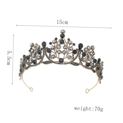 GALPADA Barocke Brautkrone Schwarz Vintage Tiara Glänzend Leicht Hochzeit Geburtstagskopfschmuck Damen Schmuck von GALPADA