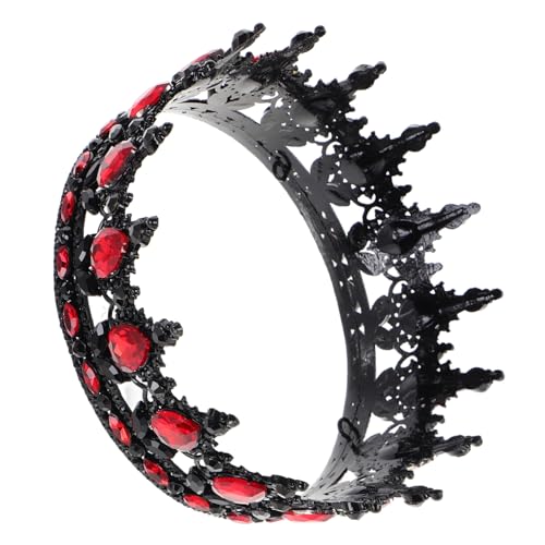 GALPADA Barocke Krone Tiara Stirnband Kristall Vintage Schwarz Rot für Frauen Mädchen Hochzeit Geburtstag Party Kostüm Gothic Accessoire Haarschmuck von GALPADA