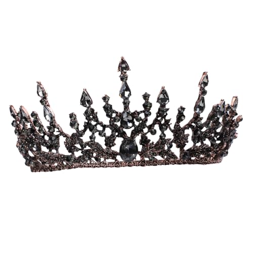 GALPADA Barocke Party Tiara Schwarze Delikate Krone Haarschmuck Hochzeit Braut Geburtstag Kopfschmuck Retro Geburtstagskrone für Damen Mädchen von GALPADA