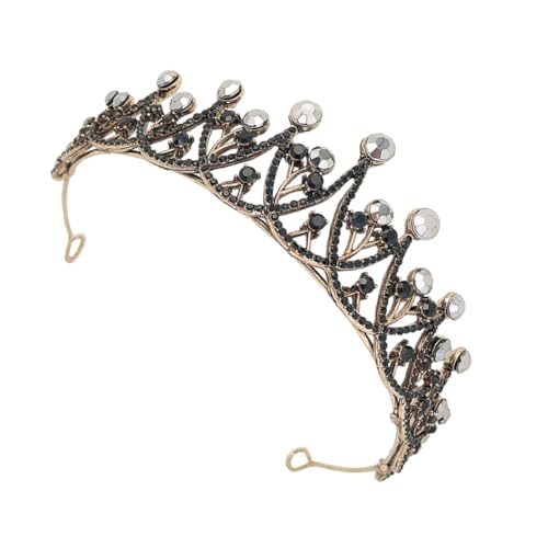 GALPADA Barocke Schwarze Haarschmuck Braut Tiara mit Funkelnden Strasssteinen Leichter Vintage Diadem für Damen Mädchen Hochzeit und Festliche Anlässe von GALPADA