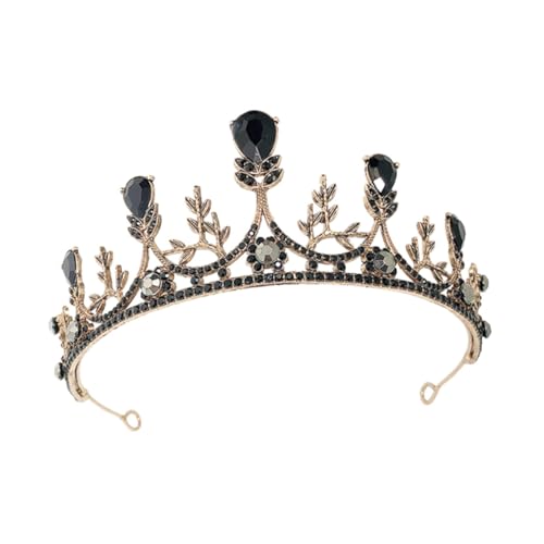 GALPADA Barockstil Haarschmuck Geburtstagskrone Schwarz Tiara mit Hoher Haltbarkeit für Hochzeit Party Besondere Anlässe von GALPADA