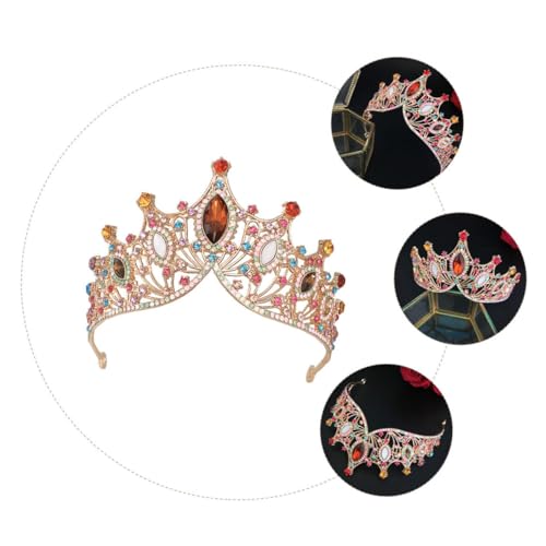 GALPADA Barockstil Tiara Haarreif für Damen Farbige Braut Krone mit Strassbesatz Bequemes Langlebiges Design Geeignet für Hochzeit Party Fotoshooting und Festliche Anlässe von GALPADA