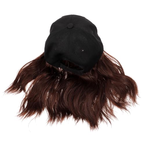 GALPADA Baseball Cap Perücke Damen Leichte Synthetische Gewellte Wellen Baseballkappe mit Integriertem Haar Stylischer Look für Cosplay Bühne Alltag und Dates Tiefbraun von GALPADA