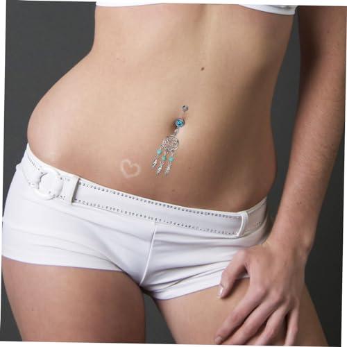 GALPADA Bauchnabelpiercing Damen Design Türkisfarben Leicht Hängend Leuchtender Körperschmuck Für Partys Clubs Eleganter Nabelring von GALPADA