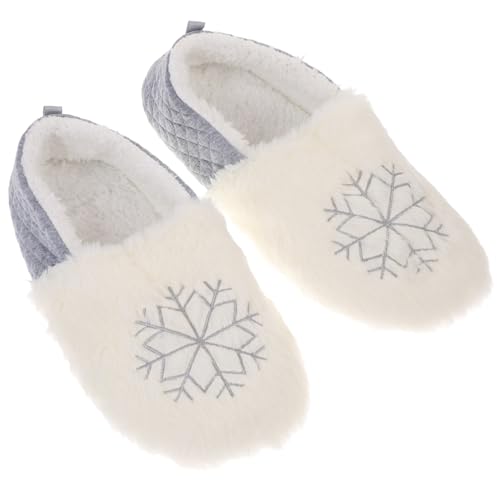 GALPADA Baumwoll Hausschuhe Knöchel Schlupfschuhe Winterschuhe Für Damen Damen Fleece Warme Damenschuhe Hausschuhe Für Drinnen Hellgrau Innenseite von GALPADA