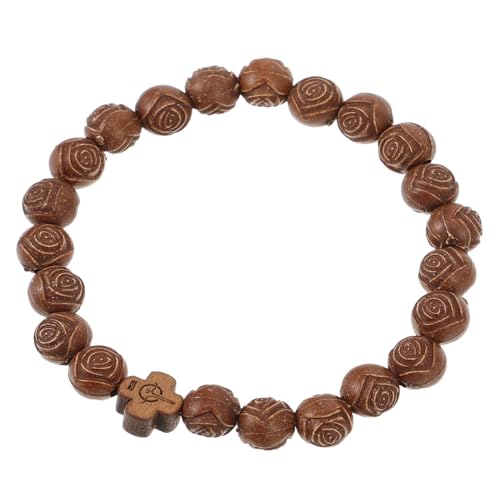 GALPADA Beaded Rosary Kreuz Armband aus Holzperlen Herren Damen Schmuck Geschenk mit Glatter Oberfläche und Natürlichem Design für Alltag und Besondere Anlässe von GALPADA