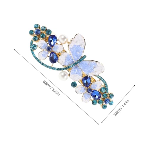 GALPADA Blaue Haarspange mit Funkelnden Strasssteinen Französischer Federverschluss Sicherer Federclip für Ponytail Leichter Haarschmuck für Frauen Geeignet für Hochzeit und Alltag von GALPADA