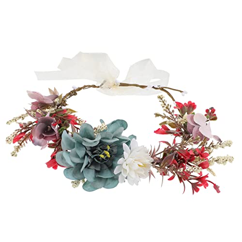 GALPADA Blumenhaarband Damen mit Elastischem Satinband Farbenfroher Braut Haarschmuck Beach Flower Headband für Hochzeit Brautjungfer Rustikaler Süßer Kopfschmuck Mädchen Festliches von GALPADA