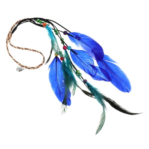 GALPADA Böhmisches Haarband mit Federn Handgefertigtes Kopfstück für Damen Blau Hippie Stil für Partys und Hochzeiten von GALPADA