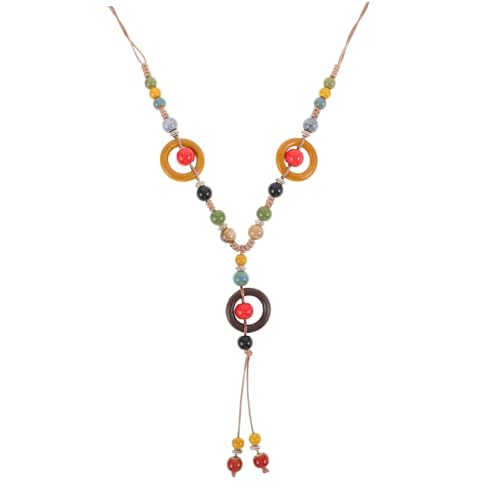 GALPADA Boho Halskette mit Bunten Hippie Perlen Handgefertigter Vintage Pullover Kette für Frauen und Mädchen Quasten für Sommer und Strandlooks von GALPADA