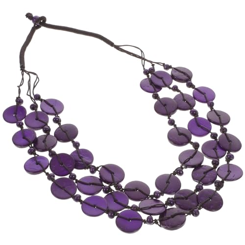 GALPADA Boho Mehrreihige Holzperlenkette Damen Handgefertigter Kurzer Choker mit Kokosnuss perlen Leichte Modische Halskette für Urlaub Strand und Alltag Charmantes Geschenk für Frauen von GALPADA