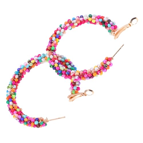 GALPADA Boho-ohrhänger Für Damen Bunte Perlenohrringe Runde Kreisform Leichter Schmuck Für Sommerurlaub Am Strand Mehrfarbige Vintage-ohrhänger von GALPADA