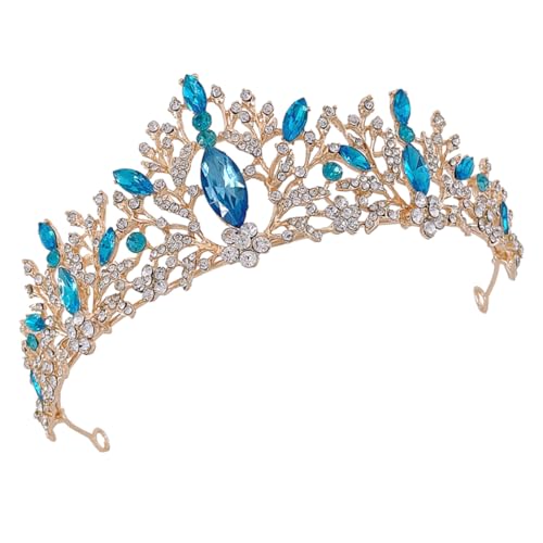 GALPADA Braut Tiara Haarschmuck mit Strass Besetzt Barock Inspirierte Kopfbedeckung für Hochzeit Party und Fotoshooting Zartes Design in Himmelblau für Damen und Prinzessinnen von GALPADA