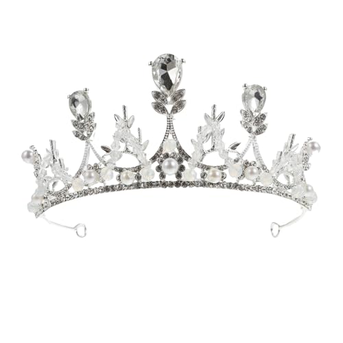 GALPADA Braut Tiara Silber Barock Stil Leichte Funkelnde Strass Dekoration Filigrane Geburtstagskrone Haarschmuck für Hochzeit Party Fotoshooting für Frauen von GALPADA
