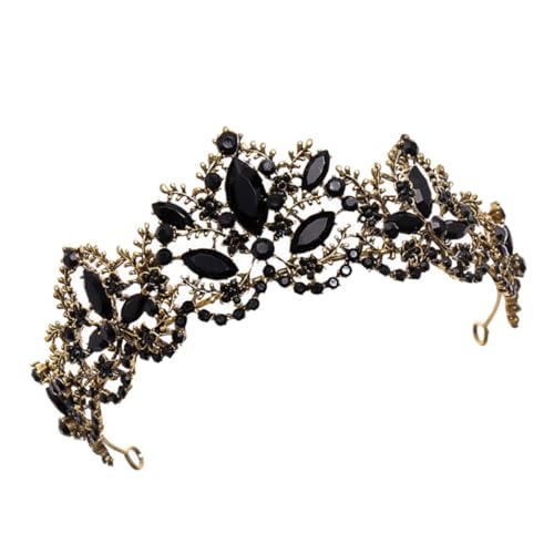 GALPADA Braut Tiara aus Langlebiger Legierung Schimmernde Kristallkrone für Hochzeit Verlobung und Festliche Anlässe Komfortabel und Leicht Vintage Schwarzer Barock Stil von GALPADA