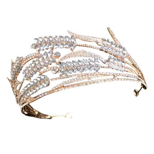 GALPADA Brautkrone Barockstil Gold Hochzeit Tiara Kopfstück Damen Kopfschmuck für Braut Festliche Anlässe und Geburtstagsfeier von GALPADA