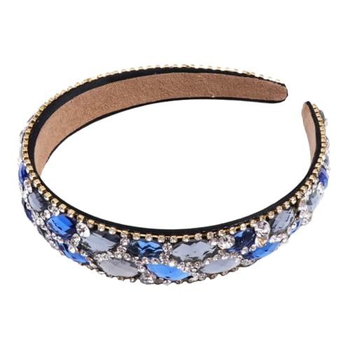 GALPADA Breiter Strass Haarreif Damen Haarschmuck mit Kristallen Leichtes Haarband für Frauen und Mädchen Blau für Besondere Anlässe und Fotorequisiten von GALPADA